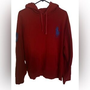 Polo by Ralph Lauren Red Hoodie with Blue Pony Embroidery